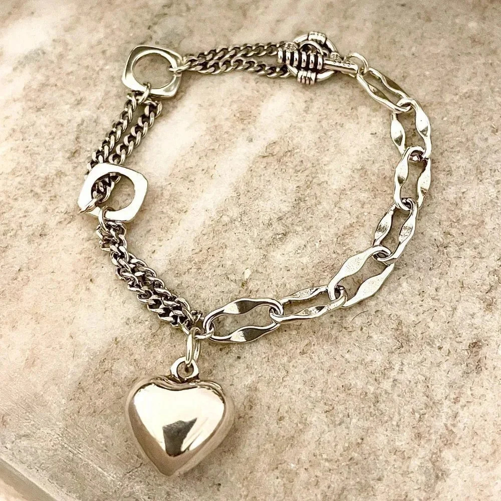 925 Sterling Silver Chain Link Bracelet Silver Large Link Bracelet